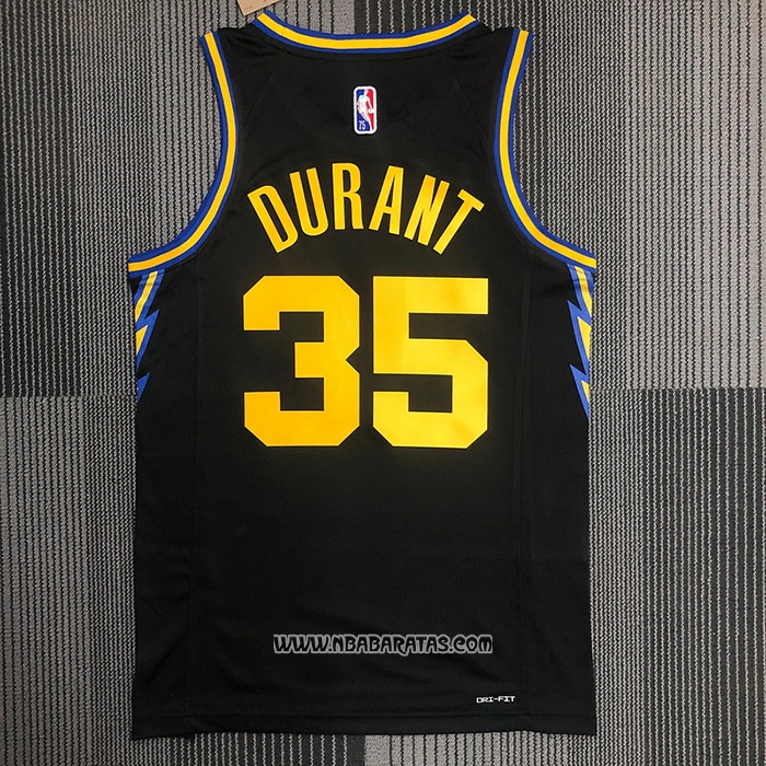 Camiseta Golden State Warriors Kevin Durant #35 Ciudad 2021-22 Negro